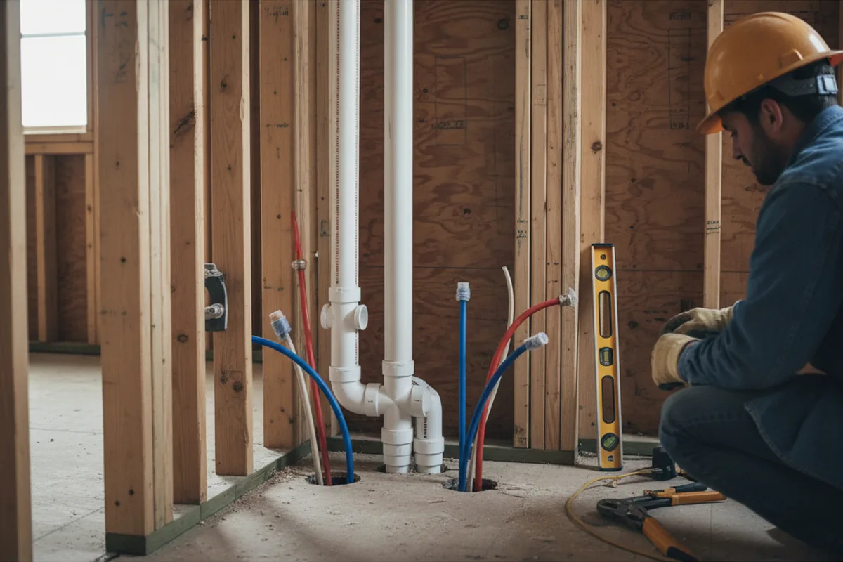 Drain and supply rough-in during Drain Cleaning in Barboursville